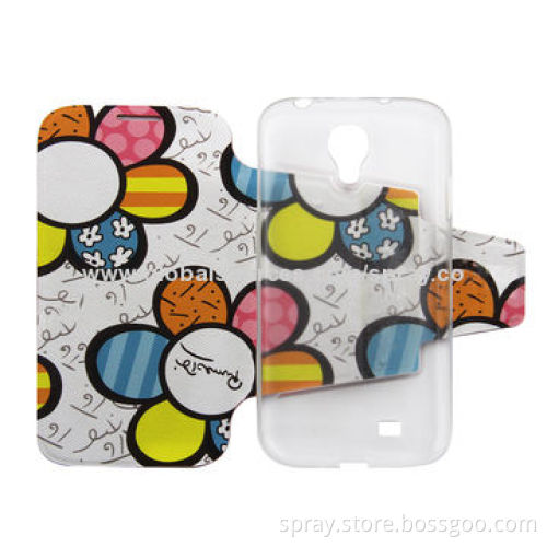 Printed PU Leather Flip Case for Samsung Galaxy S4, PC Holder Inside, with Stand Function